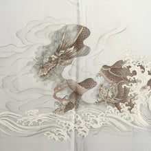 Load image into Gallery viewer, Men's Haori Vintage(1950-1980) Dark Brown Double Dragon Silk #10653C4