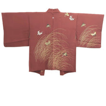 Load image into Gallery viewer, Haori Jacket Reddish Brown Butterfly Silk #10949F2