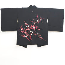 Load image into Gallery viewer, Haori Jacket Vintage(1950-1980) Black Plum blossom Branch Silk #9734A2