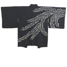 Load image into Gallery viewer, Haori Jacket Vintage(1950-1980) Black Shibori Botanical Silk #10938F1