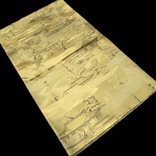 Load image into Gallery viewer, Fukuro Obi Gold Kyoto Temples Landscape Silk BB347W1