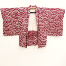 Load image into Gallery viewer, Haori Jacket Vintage(1950-1980) Wine red Shibori Wave Silk #9745A2