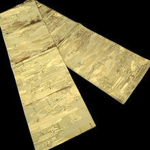Load image into Gallery viewer, Fukuro Obi Gold Kyoto Temples Landscape Silk BB347W1