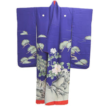 Load image into Gallery viewer, Furisode Vintage(Pre-1920) Blue Peacock Hand painted Silk #11109Z1