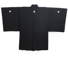 Load image into Gallery viewer, Men's Haori Black Montsuki Landscape Wide Silk #10416A2