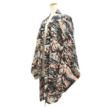 Load image into Gallery viewer, Haori Jacket Vintage(1950-1980) Black Floral pattern Silk #11019A2