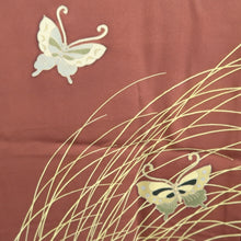 Load image into Gallery viewer, Haori Jacket Reddish Brown Butterfly Silk #10949F2