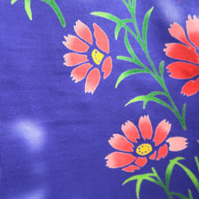 Load image into Gallery viewer, Yukata Blueish Purple Flower Cotton #10763D4