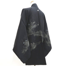 Load image into Gallery viewer, Haori Jacket Vintage(1950-1980) Black Silver Plum blossom Branch Silk #10012C3