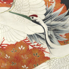 Load image into Gallery viewer, Tomesode Vintage(1920-1950) Black Crane Birds Hand painted Silk #10497B1