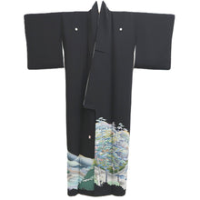 Load image into Gallery viewer, Tomesode Black Landscape Silk #10397A1