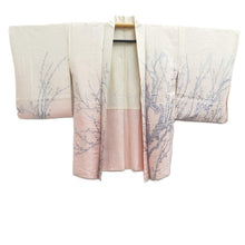 Load image into Gallery viewer, Haori Jacket Vintage(1950-1980) White Pale Pink Silver Plum blossom Branch Silk #10848E3