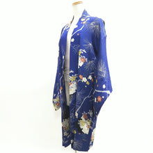 Load image into Gallery viewer, Haori Jacket Vintage(1920-1950) Blue Pine Tree Plum blossom Long Silk #9964C1