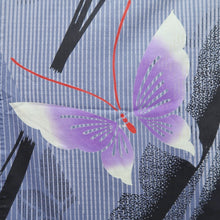 Load image into Gallery viewer, Yukata Gray Butterfly Cotton #10753D3