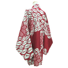 Load image into Gallery viewer, Haori Jacket Vintage(1920-1950) Wine red Light Blue Shibori Chrysanthemum Silk #11008F5