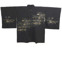 Load image into Gallery viewer, Haori Jacket Vintage(1950-1980) Black Gold Flower Silk #10829E2
