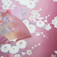 Load image into Gallery viewer, Kimono Magenta Plum blossom Folding Fan Silk #10538B3