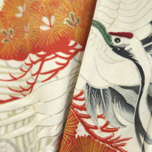 Load image into Gallery viewer, Tomesode Vintage(1920-1950) Black Crane Birds Hand painted Silk #10497B1