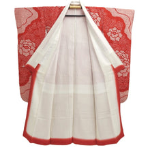 Load image into Gallery viewer, Furisode Red Shibori Flower Silk #10567B4