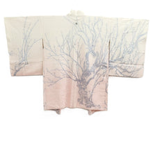 Load image into Gallery viewer, Haori Jacket Vintage(1950-1980) White Pale Pink Silver Plum blossom Branch Silk #10848E3