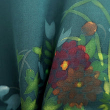 Load image into Gallery viewer, Haori Jacket Dark Green Flower Silk #10860E3