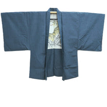 Load image into Gallery viewer, Men's Haori Vintage(1950-1980) Dark Blue Tiger Silk #10654C4