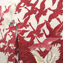 Load image into Gallery viewer, Furisode White Red Crane Birds Silk #10318F1
