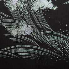 Load image into Gallery viewer, Haori Jacket Vintage(1950-1980) Black Silver Curling Wave Silk #9760A3