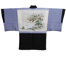 Load image into Gallery viewer, Men's Haori Black Montsuki Landscape Wide Silk #10416A2