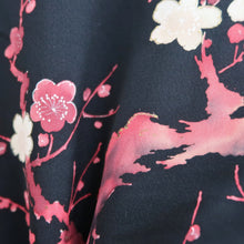 Load image into Gallery viewer, Haori Jacket Vintage(1950-1980) Black Plum blossom Branch Silk #9734A2