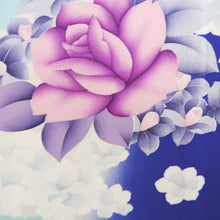 Load image into Gallery viewer, Furisode Vintage(1950-1980) Blue Rose Tall Silk #9609H4