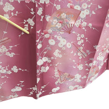 Load image into Gallery viewer, Kimono Magenta Plum blossom Folding Fan Silk #10538B3
