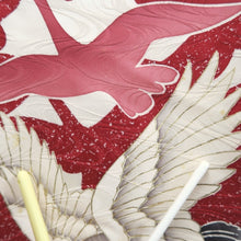 Load image into Gallery viewer, Furisode White Red Crane Birds Silk #10318F1