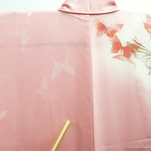 Load image into Gallery viewer, Furisode Pink Butterfly Silk #10328F1
