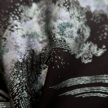Load image into Gallery viewer, Haori Jacket Vintage(1950-1980) Black Silver Curling Wave Silk #9760A3