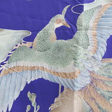 Load image into Gallery viewer, Furisode Vintage(Pre-1920) Blue Peacock Hand painted Silk #11109Z1