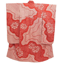 Load image into Gallery viewer, Furisode Red Shibori Flower Silk #10567B4