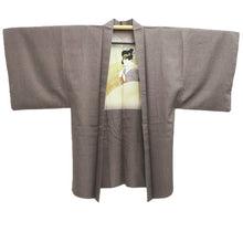 Load image into Gallery viewer, Men's Haori Vintage(1950-1980) Brown Utamaro Ukiyoe Bijinga Silk #10645C4