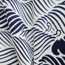 Load image into Gallery viewer, Yukata Vintage(1950-1980) White Navy Wave Cotton #10490B1