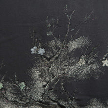 Load image into Gallery viewer, Haori Jacket Vintage(1950-1980) Black Silver Plum blossom Branch Silk #10012C3