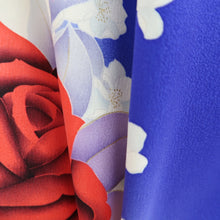 Load image into Gallery viewer, Furisode Vintage(1950-1980) Blue Rose Tall Silk #9609H4