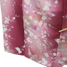 Load image into Gallery viewer, Kimono Magenta Plum blossom Folding Fan Silk #10538B3