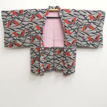 Load image into Gallery viewer, Haori Jacket Vintage(1950-1980) White Black Butterfly Silk #10164D4