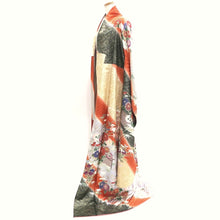 Load image into Gallery viewer, Furisode Reddish Brown Black Gold Chrysanthemum Tall Silk #9610H5