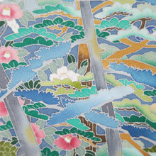 Load image into Gallery viewer, Tomesode Black Landscape Silk #10397A1