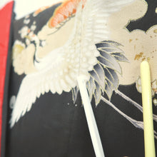 Load image into Gallery viewer, Tomesode Vintage(1920-1950) Black Crane Birds Hand painted Silk #10498B1