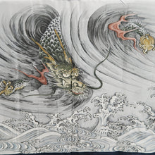 Load image into Gallery viewer, Men's Haori Vintage(1950-1980) Blue Black Dragon Curling Wave Silk #10442A3