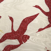 Load image into Gallery viewer, Furisode White Red Crane Birds Silk #10318F1