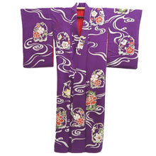 Load image into Gallery viewer, Kimono Vintage(1920-1950) Purple Ryusui Sayagata Silk #10783D4