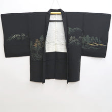 Load image into Gallery viewer, Haori Jacket Vintage(1950-1980) Black Tree Mountain Landscape Silk #9776A4
